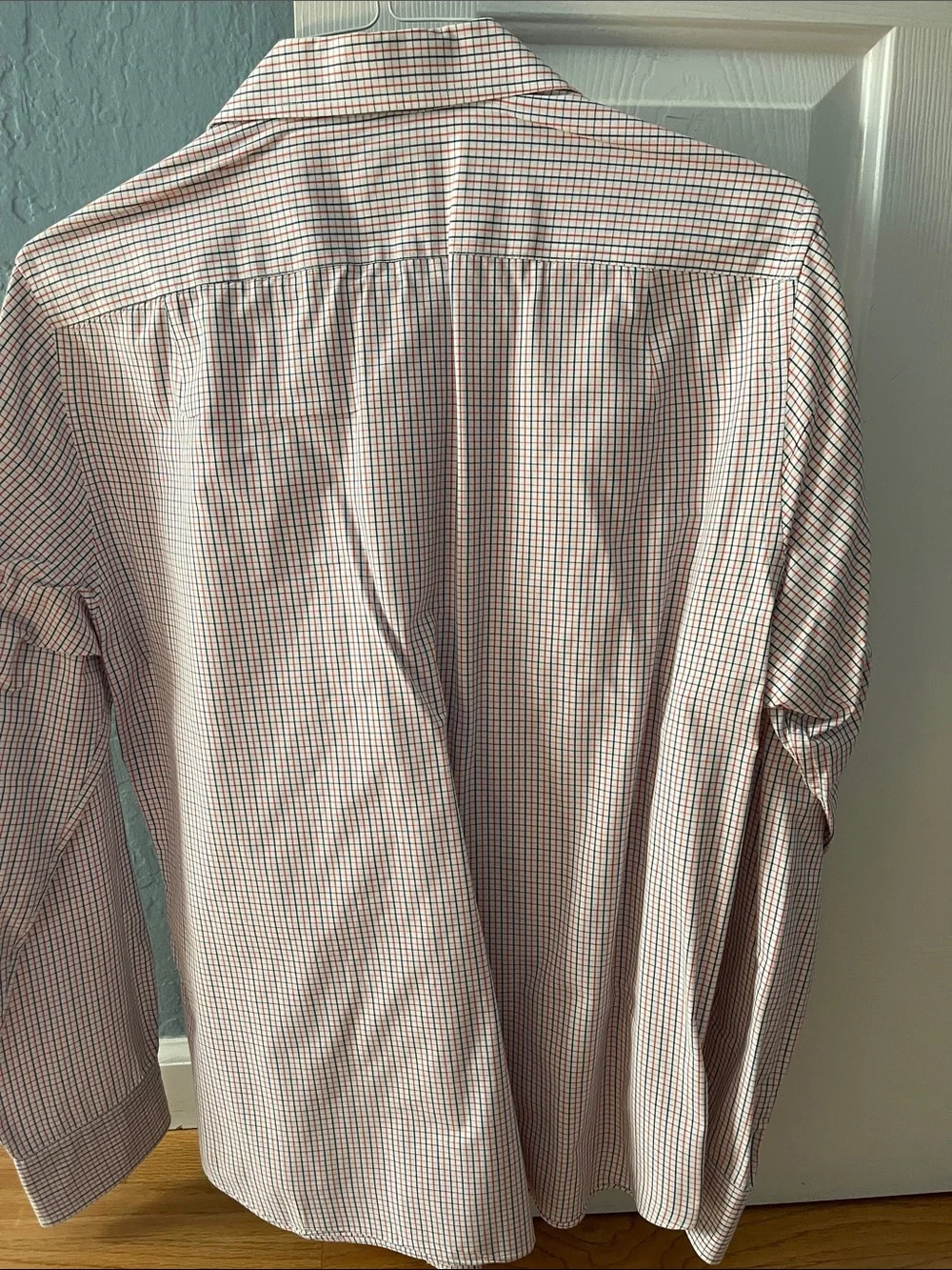 J. Crew Men's Pink and Blue Micro-Check Dress Shirt